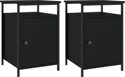 vidaXL - Nachtkastjes - 2 - st - 40x42x60 - cm - bewerkt - hout - zwart