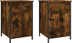 vidaXL - Nachtkastjes - 2 - st - 40x42x60 - cm - bewerkt - hout - gerookt - eikenkleurig