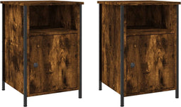 vidaXL - Nachtkastjes - 2 - st - 40x42x60 - cm - bewerkt - hout - gerookt - eikenkleurig