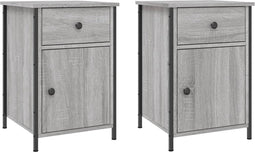 vidaXL - Nachtkastjes - 2 - st - 40x42x60 - cm - bewerkt - hout - grijs - sonoma - eiken