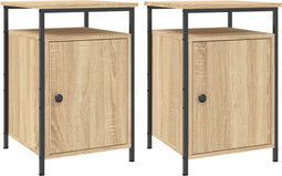 vidaXL - Nachtkastjes - 2 - st - 40x42x60 - cm - bewerkt - hout - sonoma - eikenkleurig