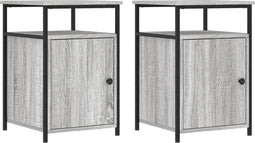 vidaXL - Nachtkastjes - 2 - st - 40x42x60 - cm - bewerkt - hout - grijs - sonoma - eiken