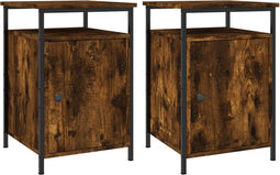 vidaXL - Nachtkastjes - 2 - st - 40x42x60 - cm - bewerkt - hout - gerookt - eikenkleurig