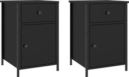 vidaXL - Nachtkastjes - 2 - st - 40x42x60 - cm - bewerkt - hout - zwart
