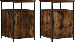 vidaXL - Nachtkastjes - 2 - st - 40x42x60 - cm - bewerkt - hout - gerookt - eikenkleurig