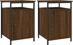 vidaXL - Nachtkastjes - 2 - st - 40x42x60 - cm - bewerkt - hout - bruin - eikenkleur