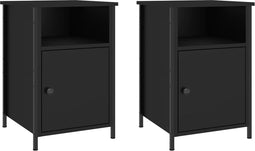 vidaXL - Nachtkastjes - 2 - st - 40x42x60 - cm - bewerkt - hout - zwart