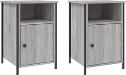 vidaXL - Nachtkastjes - 2 - st - 40x42x60 - cm - bewerkt - hout - grijs - sonoma - eiken