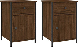 vidaXL - Nachtkastjes - 2 - st - 40x42x60 - cm - bewerkt - hout - bruin - eikenkleur