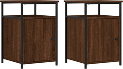 vidaXL - Nachtkastjes - 2 - st - 40x42x60 - cm - bewerkt - hout - bruin - eikenkleur