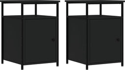 vidaXL - Nachtkastjes - 2 - st - 40x42x60 - cm - bewerkt - hout - zwart