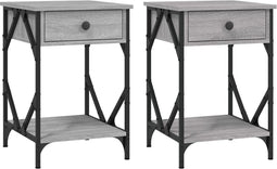 vidaXL - Nachtkastjes - 2 - st - 40x42x60 - cm - bewerkt - hout - grijs - sonoma - eiken