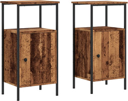 vidaXL - Nachtkastjes - 2 - st - 41x31x80 - cm - bewerkt - hout - oud - houtkleurig