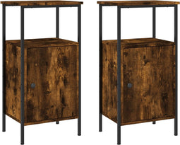 vidaXL - Nachtkastjes - 2 - st - 41x31x80 - cm - bewerkt - hout - gerookt - eikenkleurig