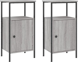 vidaXL - Nachtkastjes - 2 - st - 41x31x80 - cm - bewerkt - hout - grijs - sonoma - eiken