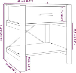 vidaXL - Nachtkastjes - 2 - st - 42x38x45 - cm - bewerkt - hout - zwart