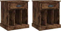 vidaXL - Nachtkastjes - 2 - st - 43x36x50 - cm - gerookt - eikenkleurig