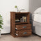 vidaXL - Nachtkastjes - 2 - st - 43x36x60 - cm - bewerkt - hout - bruin - eikenkleur