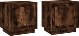 vidaXL - Nachtkastjes - 2 - st - 44x35x45 - cm - bewerkt - hout - gerookt - eikenkleurig