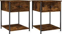 vidaXL - Nachtkastjes - 2 - st - 44x45x58 - cm - bewerkt - hout - gerookt - eikenkleurig