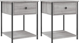 vidaXL - Nachtkastjes - 2 - st - 44x45x58 - cm - bewerkt - hout - grijs - sonoma - eiken