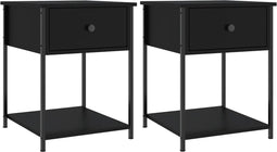 vidaXL - Nachtkastjes - 2 - st - 44x45x58 - cm - bewerkt - hout - zwart