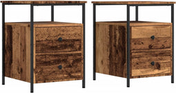 vidaXL - Nachtkastjes - 2 - st - 44x45x60 - cm - bewerkt - hout - oud - houtkleurig