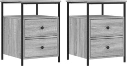 vidaXL - Nachtkastjes - 2 - st - 44x45x60 - cm - bewerkt - hout - grijs - sonoma - eiken