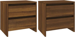 vidaXL - Nachtkastjes - 2 - st - 45x34,5x44,5 - cm - bewerkt - hout - bruin - eikenkleur