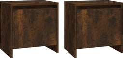 vidaXL - Nachtkastjes - 2 - st - 45x34x44,5 - cm - bewerkt - hout - gerookt - eikenkleur