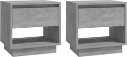 vidaXL - Nachtkastjes - 2 - st - 45x34x44 - cm - bewerkt - hout - betongrijs