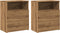 vidaXL - Nachtkastjes - 2 - st - 50x32x60cm - bewerkt - hout - artisanaal - eikenkleur