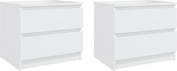 vidaXL - Nachtkastjes - 2 - st - 50x39x43,5 - cm - bewerkt - hout - wit
