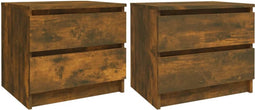 vidaXL - Nachtkastjes - 2 - st - 50x39x43,5 - cm - bewerkt - hout - gerookt - eikenkleur