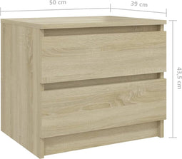 vidaXL - Nachtkastjes - 2 - st - 50x39x43,5 - cm - bewerkt - hout - sonoma - eikenkleur