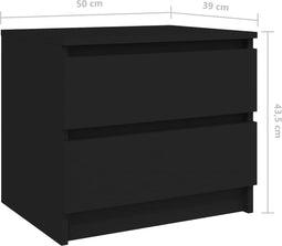 vidaXL - Nachtkastjes - 2 - st - 50x39x43,5 - cm - bewerkt - hout - zwart