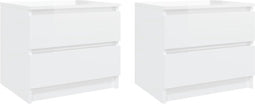 vidaXL - Nachtkastjes - 2 - st - 50x39x43,5 - cm - bewerkt - hout - hoogglans - wit