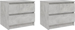vidaXL - Nachtkastjes - 2 - st - 50x39x43,5 - cm - bewerkt - hout - betongrijs