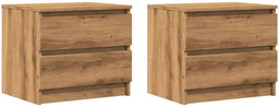 vidaXL - Nachtkastjes - 2 - st - 50x40x43.5 - cm - bewerkt - hout - artisanaal - eiken