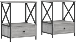 vidaXL - Nachtkastjes - 2 - st - 50x41x65 - cm - bewerkt - hout - grijs - sonoma - eiken