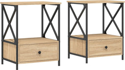 vidaXL - Nachtkastjes - 2 - st - 50x41x65 - cm - bewerkt - hout - sonoma - eikenkleurig
