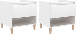 vidaXL - Nachtkastjes - 2 - st - 50x46x50 - cm - bewerkt - hout - hoogglans - wit