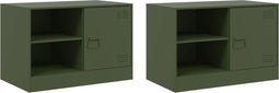vidaXL - Nachtkastjes - 2 - st - 67x39x44 - cm - staal - olijfgroen