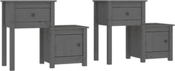 vidaXL - Nachtkastjes - 2 - st - 79,5x38x65,5 - cm - massief - grenenhout - grijs