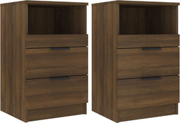 vidaXL - Nachtkastjes - 2 - st - bewerkt - hout - bruin - eikenkleur
