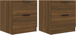 vidaXL - Nachtkastjes - 2 - st - bewerkt - hout - bruin - eikenkleur