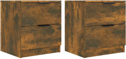 vidaXL - Nachtkastjes - 2 - st - bewerkt - hout - gerookt - eikenkleurig