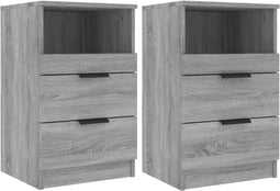 vidaXL - Nachtkastjes - 2 - st - bewerkt - hout - grijs - sonoma - eikenkleurig
