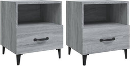 vidaXL - Nachtkastjes - 2 - st - bewerkt - hout - grijs - sonoma - eikenkleurig