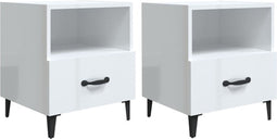 vidaXL - Nachtkastjes - 2 - st - bewerkt - hout - hoogglans - wit
